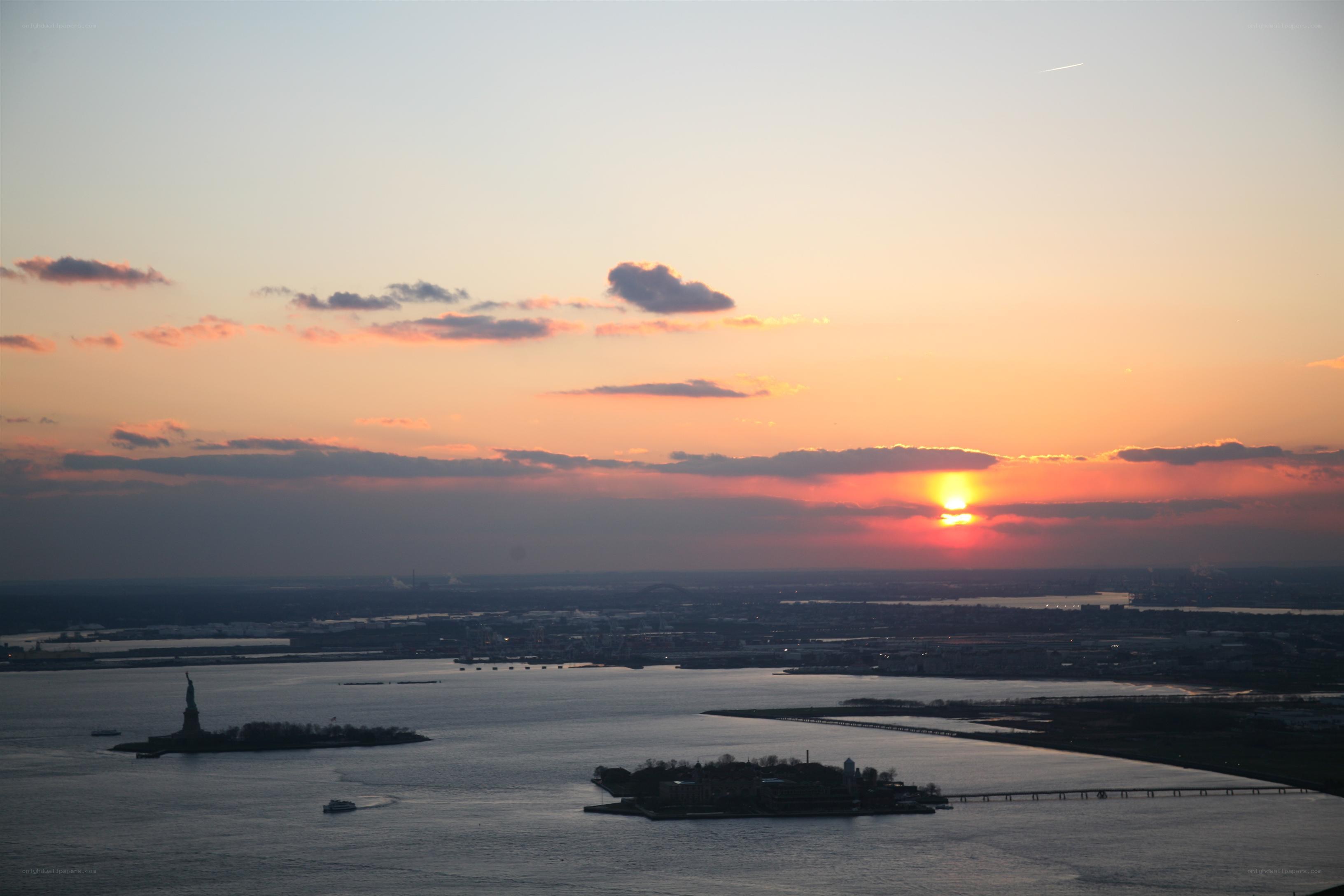 Sunset over New York Harbor