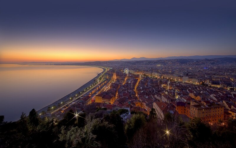 Sunset over Nice cityscape