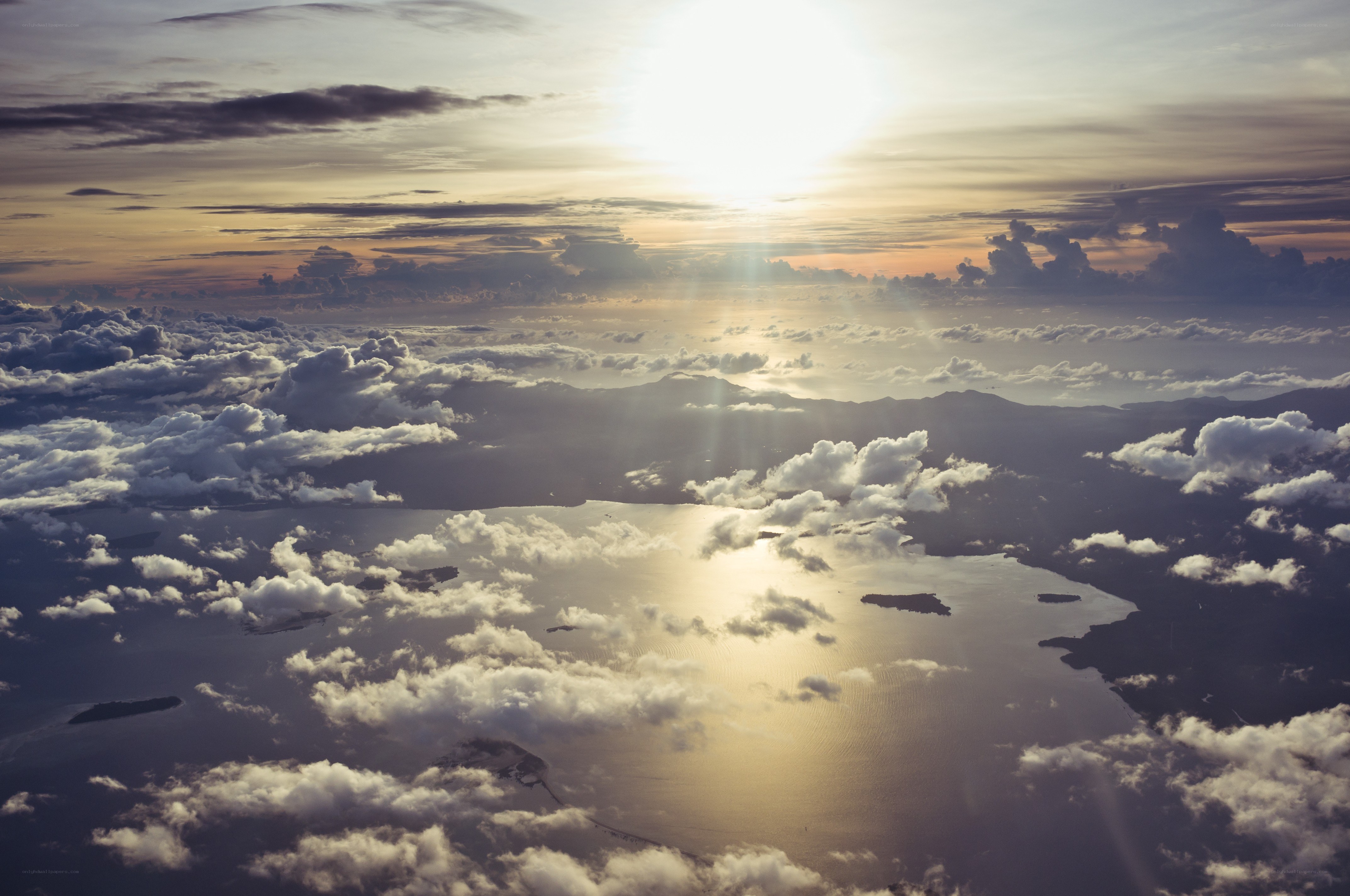 Sunset over ocean and clouds