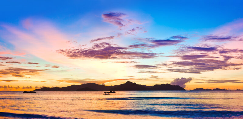 Sunset over Ocean and Islands