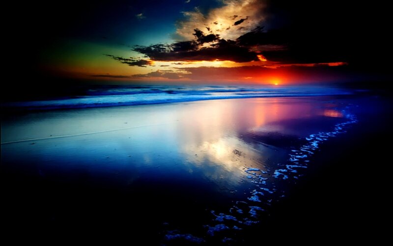 Sunset over Ocean Beach — Blue, Dramatic, Photograph, Sky, Clouds
