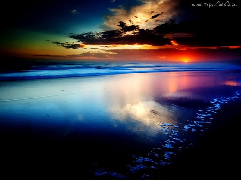 Sunset over Ocean Beach — Blue, Dramatic, Photograph, Sky