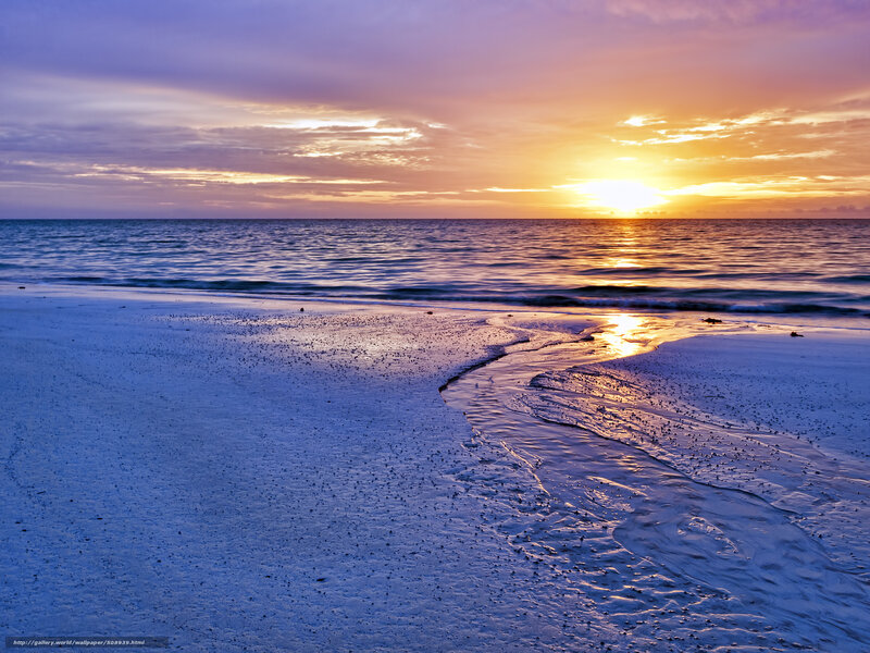 Sunset over Ocean Beach — Blue, Serene, Photograph, Sand, Sky