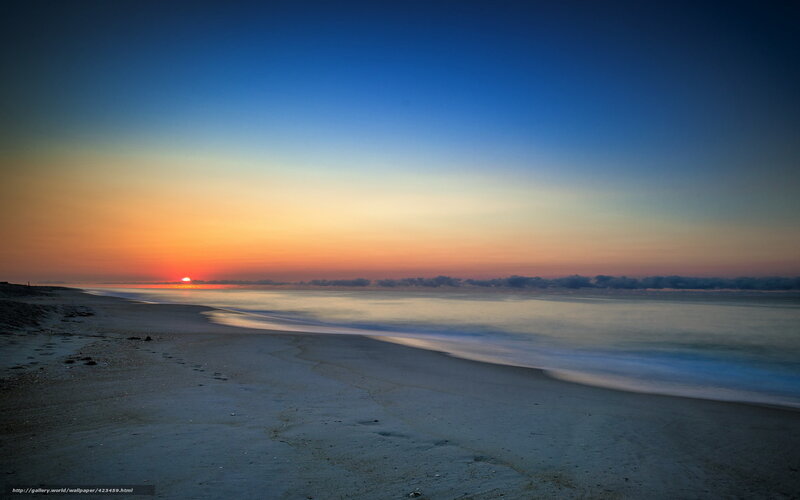 Sunset over Ocean Beach — Blue, Serene, Photograph, Sand, Sun