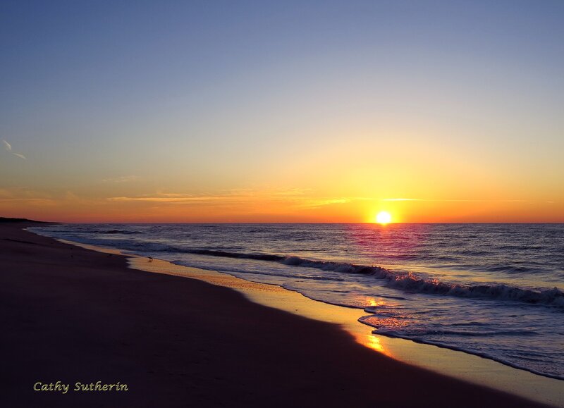 Sunset over Ocean Beach — Blue, Serene, Photograph, Sand