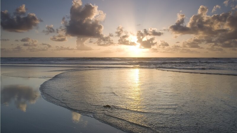 Sunset over Ocean Beach — Blue, Serene