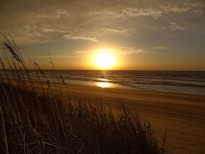 Sunset over Ocean Beach — Gold, Serene, Photograph
