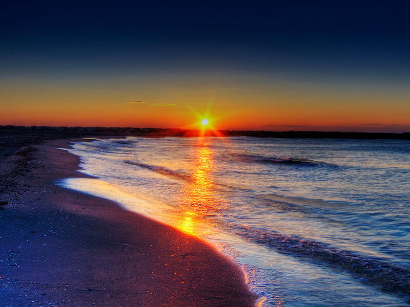 Sunset over Ocean Beach — Orange, Dramatic, Photograph