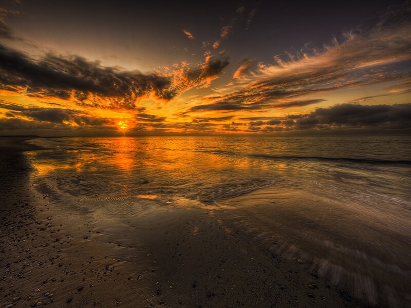 Sunset over Ocean Beach — Orange, Dramatic