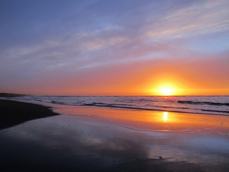 Sunset over Ocean Beach — Orange, Serene, Photograph, Sky