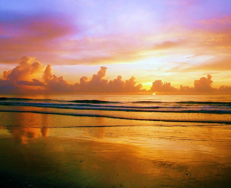 Sunset over Ocean Beach — Orange, Serene, Sunrise