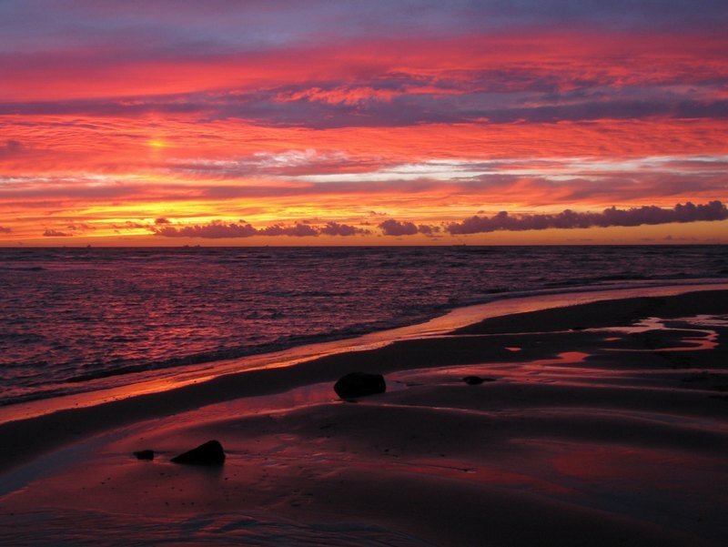 Sunset over Ocean Beach — Red