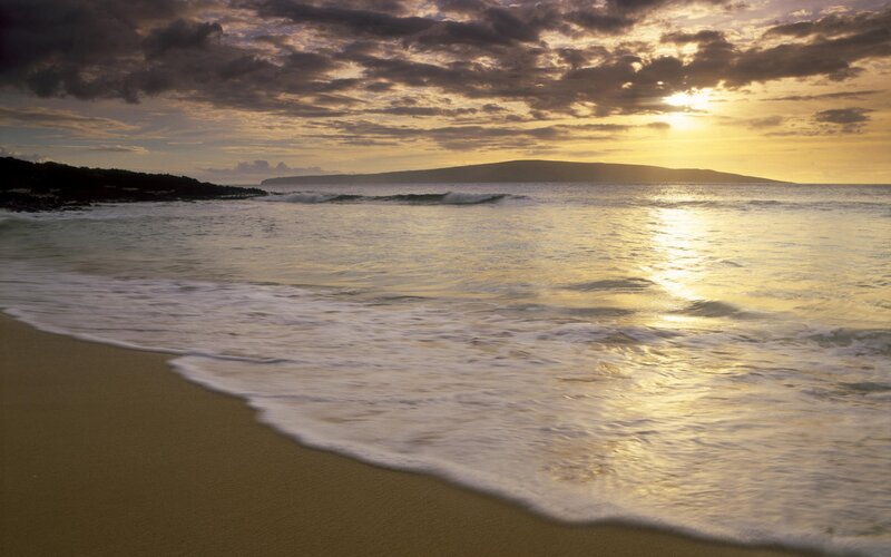 Sunset over Ocean Beach — Yellow, Serene, Photograph, Island
