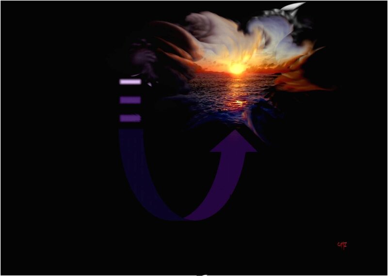 Sunset over Ocean — Black