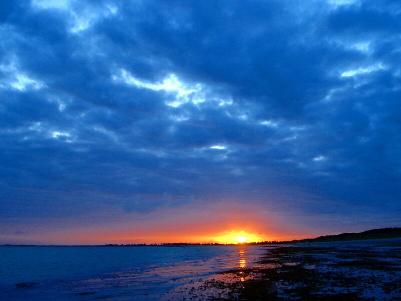 Sunset over Ocean — Blue, Dramatic, Photograph, Clouds, Horizon