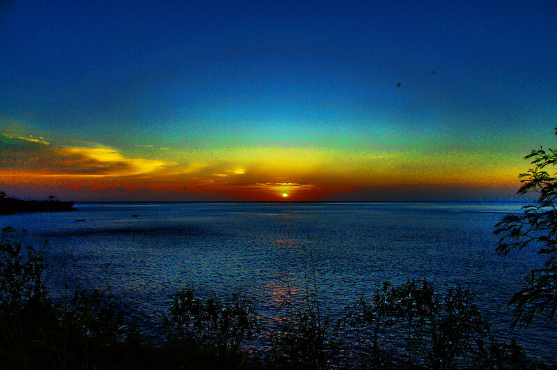 Sunset over Ocean — Blue, Dramatic, Photograph, Sky, Water