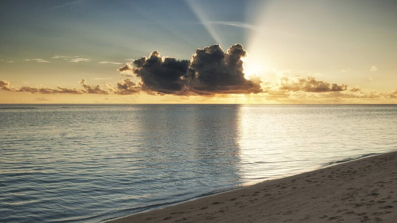Sunset over Ocean — Blue, Serene, Photograph, Cloud, Sand