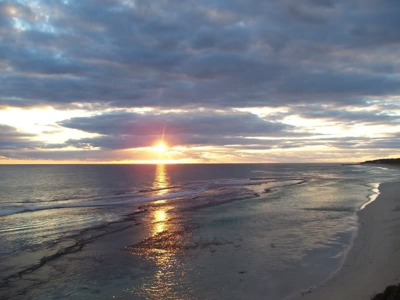 Sunset over Ocean — Blue, Serene, Photograph, Clouds, Beach