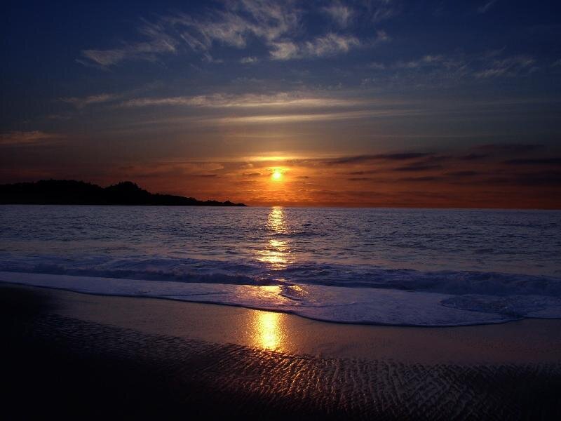Sunset over Ocean — Blue, Serene, Photograph, Sky, Beach