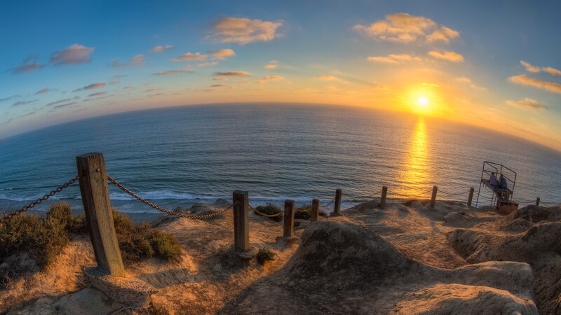 Sunset over Ocean — Blue, Serene, Photograph, Sky, People