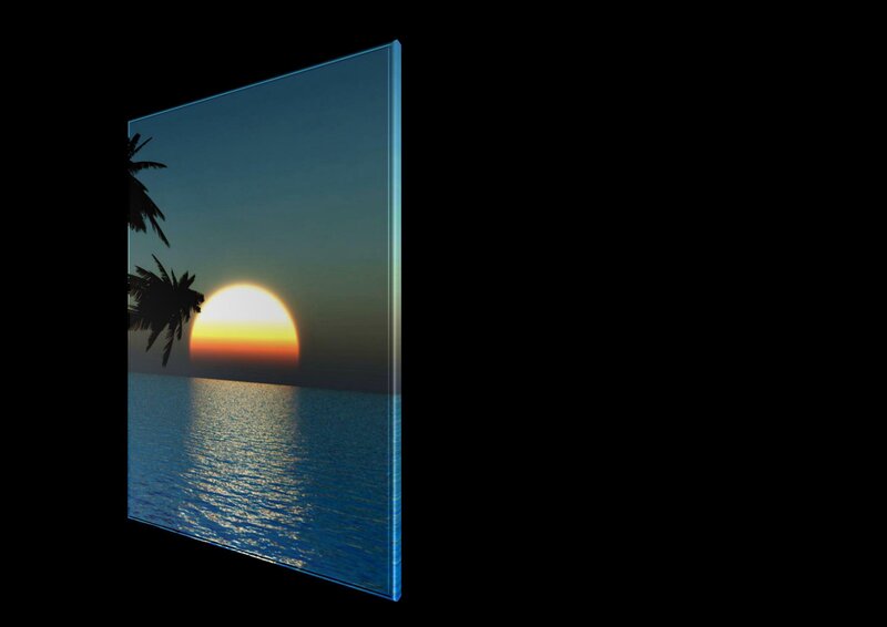 Sunset over Ocean — Blue, Serene, Photograph, Sun, Palm Trees