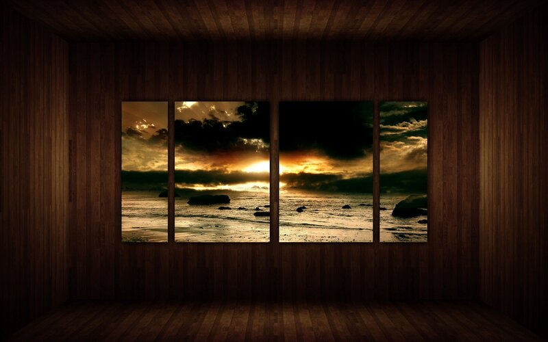 Sunset over Ocean — Brown, Dramatic, Photograph, Clouds, Rocks, Sea, Orange