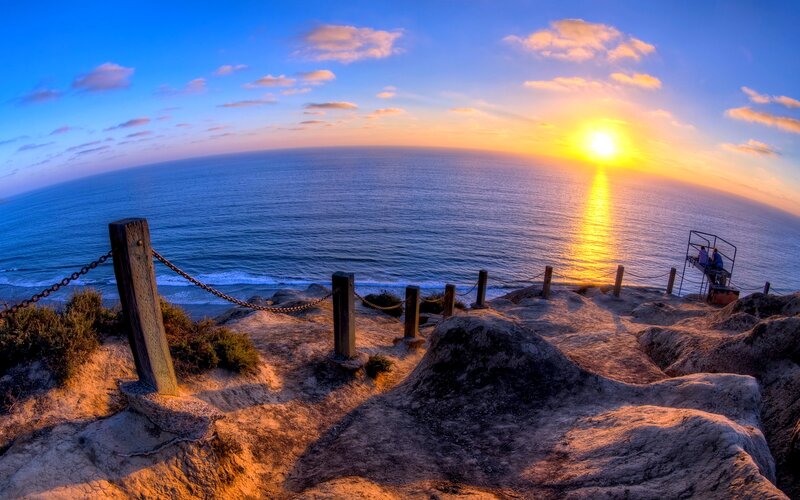 Sunset over Ocean Cliff — Blue, Serene