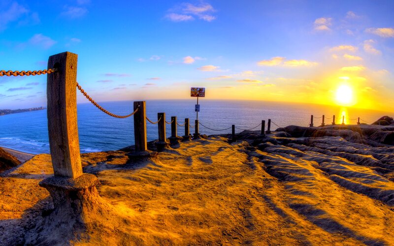 Sunset over Ocean Cliff — Blue