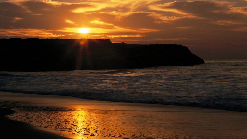 Sunset over Ocean Cliff — Orange, Dramatic