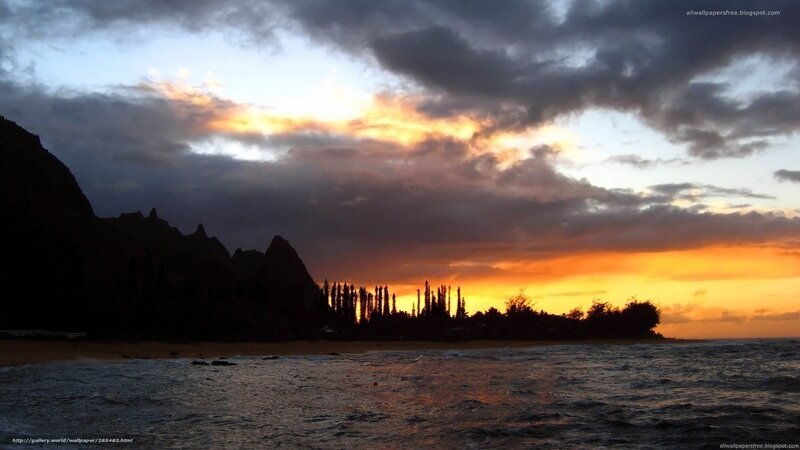 Sunset over Ocean Cliffs — Orange, Dramatic, Photograph, Mountains