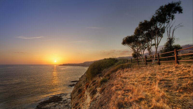 Sunset over Ocean Cliffs — Orange, Serene