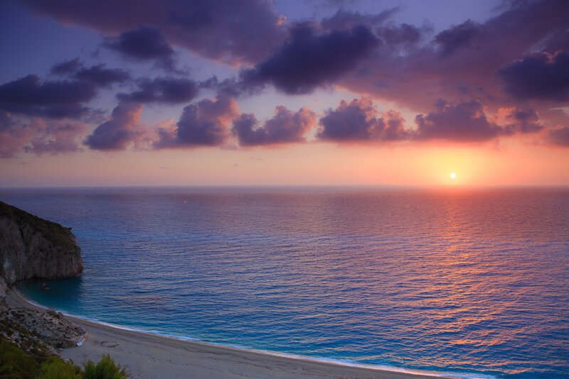 Sunset over Ocean Cove — Blue, Serene