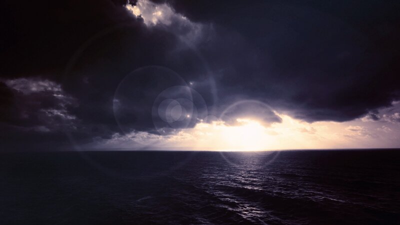 Sunset over Ocean — Dark Blue, Dramatic