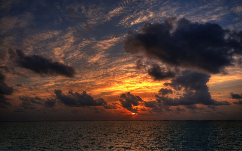 Sunset over Ocean — Dramatic, Photograph