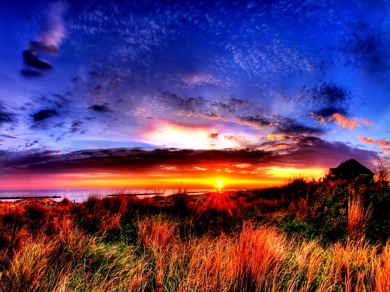 Sunset over Ocean Dunes — Blue