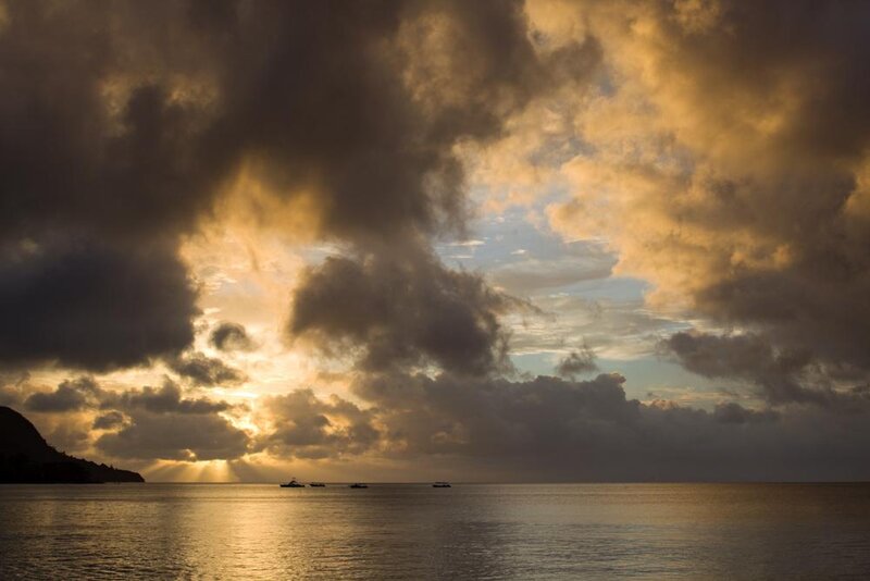 Sunset over Ocean — Gold, Dramatic, Photograph, Clouds