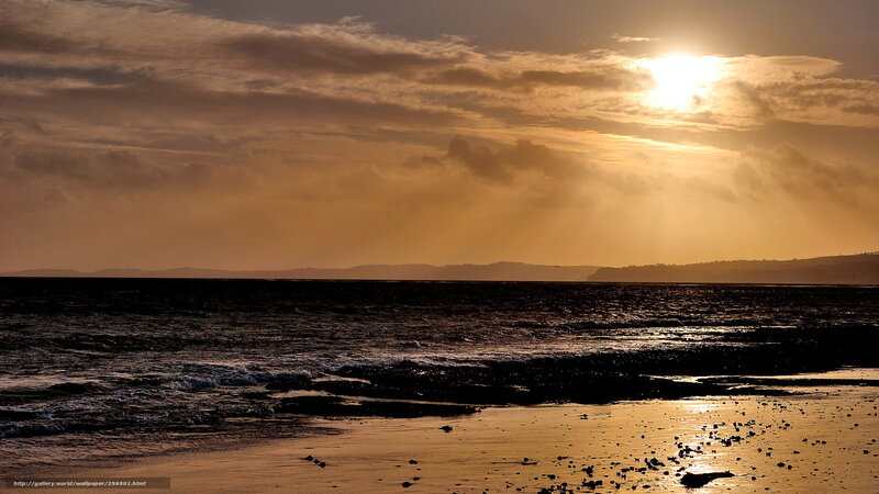 Sunset over Ocean — Gold, Dramatic, Photograph, Clouds, Waves, Beach