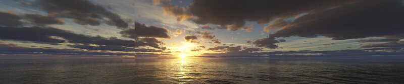 Sunset over Ocean — Gold, Serene, 3d Render