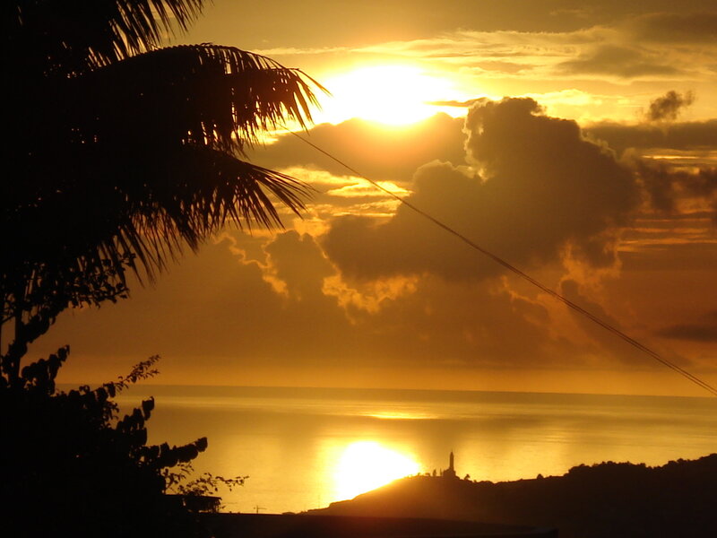 Sunset over Ocean — Gold, Serene, Photograph, Palm Tree, Clouds