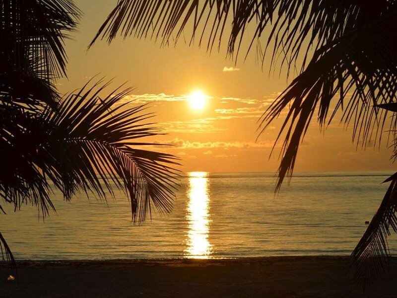 Sunset over Ocean — Gold, Serene, Photograph