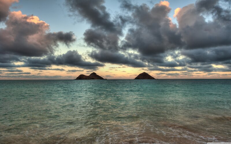 Sunset over ocean islands