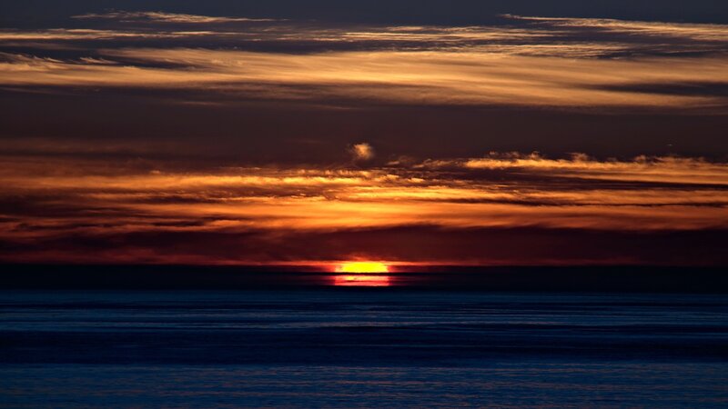 Sunset over Ocean — Orange, Black