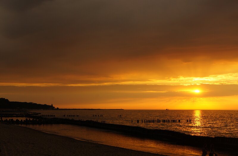 Sunset over Ocean — Orange, Dramatic, Photograph, Beach