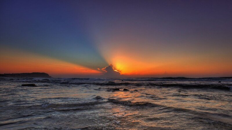 Sunset over Ocean — Orange, Dramatic, Photograph, Cloud