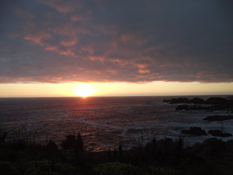 Sunset over Ocean — Orange, Dramatic, Photograph, Clouds, Rocks