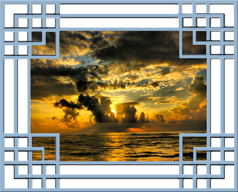 Sunset over Ocean — Orange, Dramatic, Photograph, Clouds, Sea, Sky