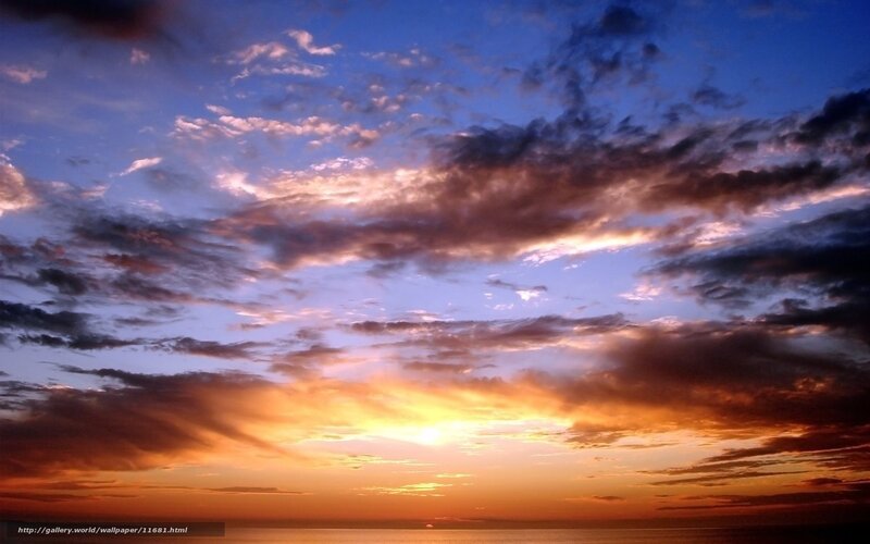 Sunset over Ocean — Orange, Dramatic, Photograph, Clouds, Sky, Sea