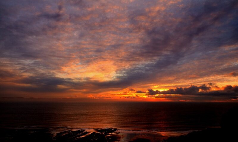 Sunset over Ocean — Orange, Dramatic, Photograph, Clouds, Sky