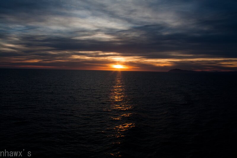 Sunset over Ocean — Orange, Dramatic, Photograph, Clouds, Sun, Island