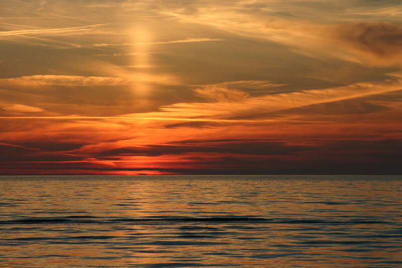 Sunset over Ocean — Orange, Dramatic, Photograph, Sky, Clouds